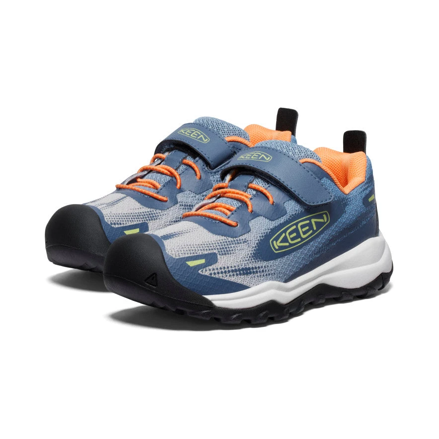 Keen Little Kids' Wanduro Speed Hiking Shoe | Vintage Indigo/Tangerine 4 Keen Little Kids' Wanduro Speed Hiking Shoe | Vintage Indigo/Tangerine - Image 2