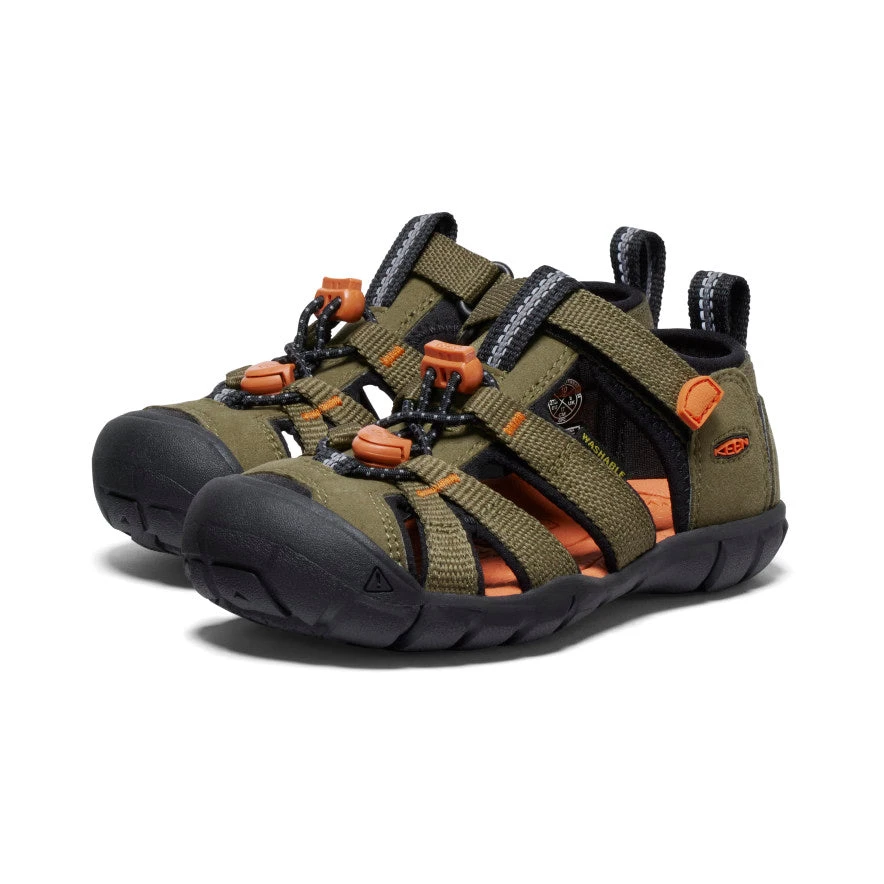 Keen Little Kids' Seacamp II CNX | Dark Olive/Gold Flame 4 Keen Little Kids' Seacamp II CNX | Dark Olive/Gold Flame - Image 2